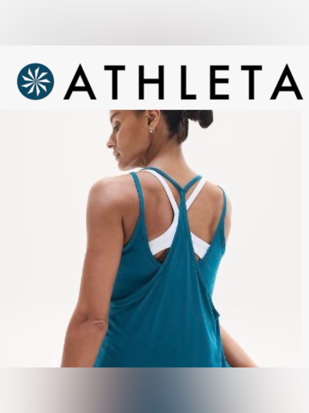 (2) Athleta White and Teal Crossback Tank Tops - Women's Active Tank